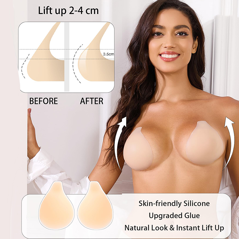 Strapless Bra Backless - 1/2 คู่ผู้หญิง Sticky Bra Push Up