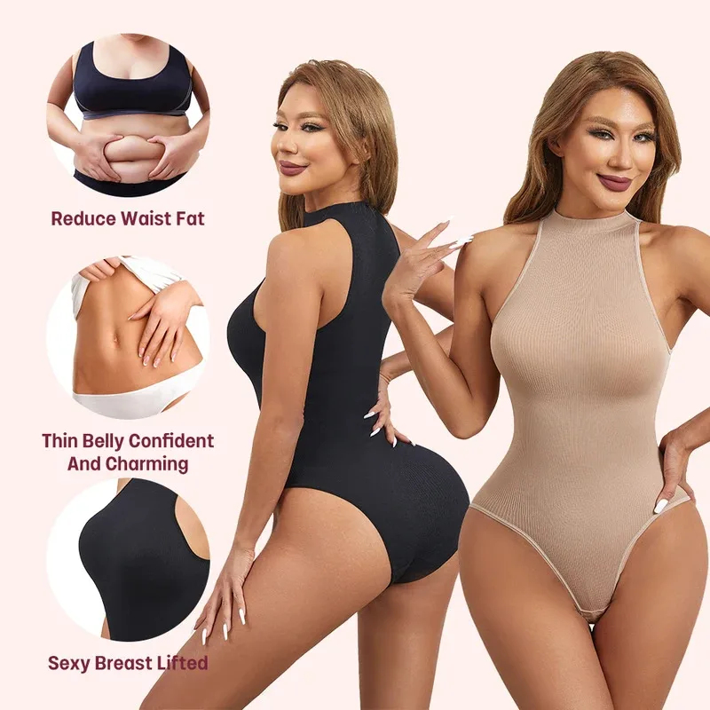Shapewear Bodysuit Firm - ชุดบอดี้สูทยืดหยุ่นสูง เซ็กซี่ ไร้แขน คอกลม กระชับสัดส่วน สำหรับผู้หญิง