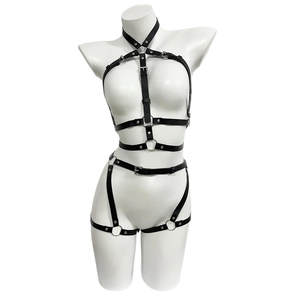 Garter Belt Set - สายรัดสําหรับผู้หญิง Pu หนังขาผู้หญิงเซ็กซี่ Bondage ขาสายรัดปรับต้นขา Garter