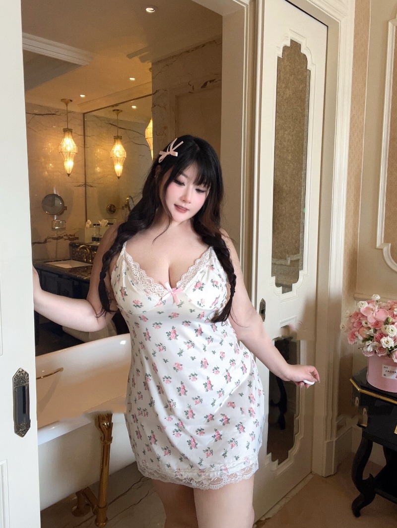 Babydoll Chemise Night - ชุดชั้นในเซ็กซี่ขนาดใหญ่พิเศษของผู้หญิงชุดเดรสชุดชั้นในสตรีลูกไม้ลายดอกไม้แขนกุดน่ารักชุดเดรสสำหรับใส่นอนสำหรับผู้หญิง