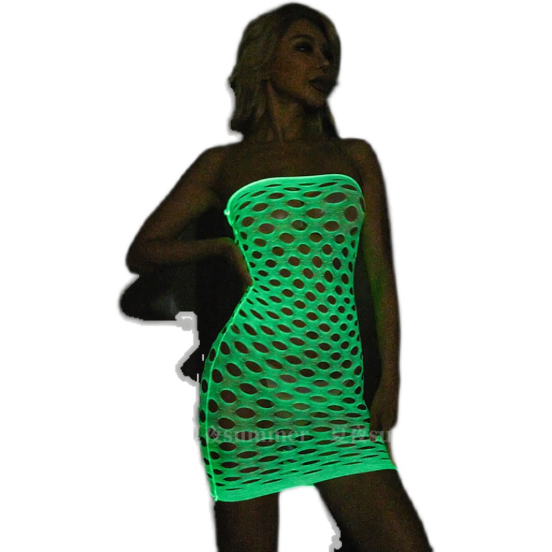 Bodystocking Fishnet - ชุดบอดี้สูทตาข่ายเรืองแสงในที่มืด ไซส์พลัส ชุดเท็ดดี้ลูกไม้ ถุงน่องซีทรู บัสติเยร์ไร้สาย สำหรับงานปาร์ตี้ไนต์คลับ