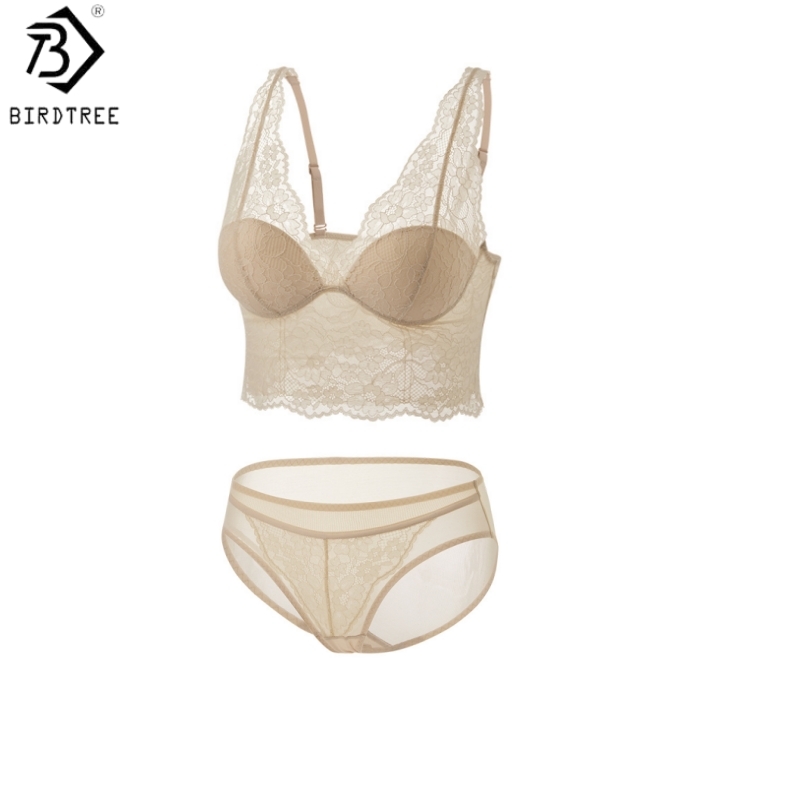 Bralette Wireless Soft - ชุดชั้นในบราและกางเกงในผู้หญิง Birdtree รุ่น Silk Lining ดีไซน์หรูหรา