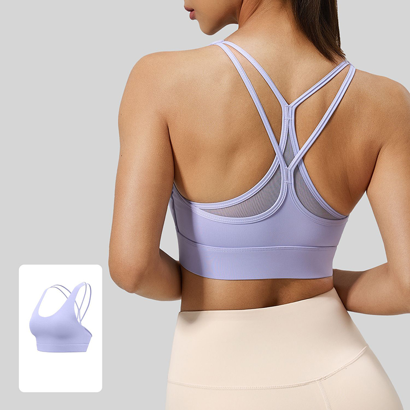 Sports Bra High Impact - เสื้อชั้นในโยคะแบบตาข่ายไขว้หลังสำหรับผู้หญิงรุ่นใหม่ปี 2026 เซ็กซี่ ซับแรงกระแทกสูง ระบายอากาศได้ดี เป็นมิตรกับผิว