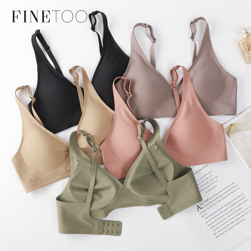 Bralette Wireless Soft - FINETOO Soft Wireless Bra ผู้หญิงลึก V