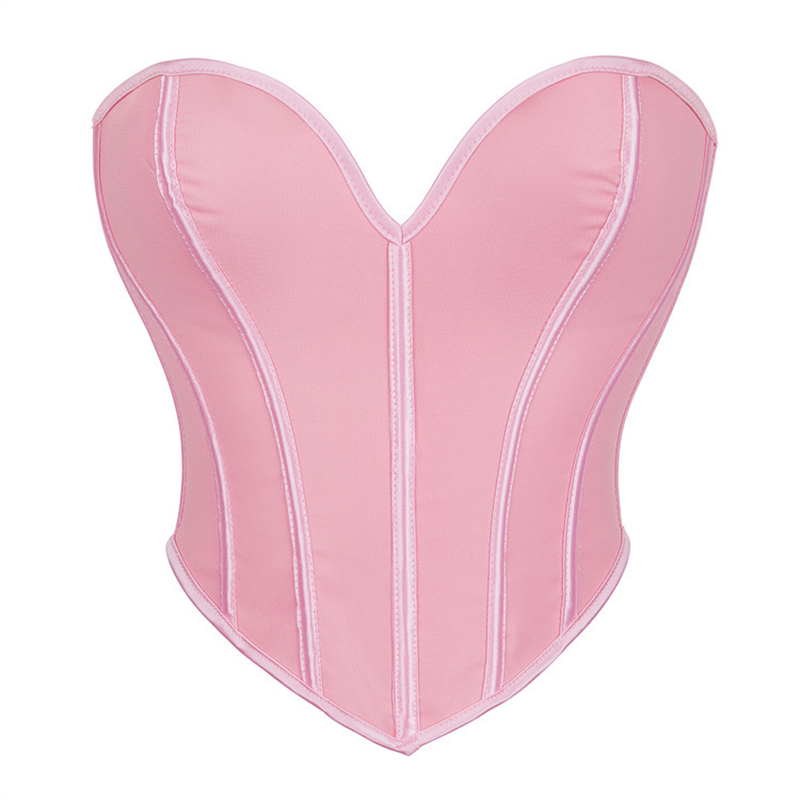 Strapless Bra Backless - รูปหัวใจสีชมพู Bustier Crop Top ผู้หญิงฤดูร้อนเซ็กซี่ปิดไหล่รัดตัว Camis