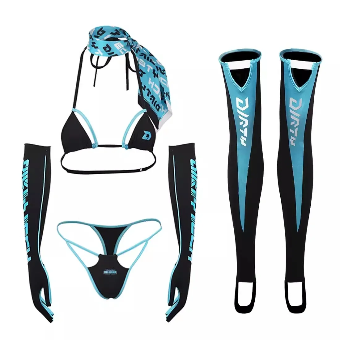 Thong Bikini Women - ผู้หญิงเซ็กซี่ 5 ชิ้นชุดบิกินี่อะนิเมะคอสเพลย์ Racing ชุดว่ายน้ําฤดูร้อน Beachwear
