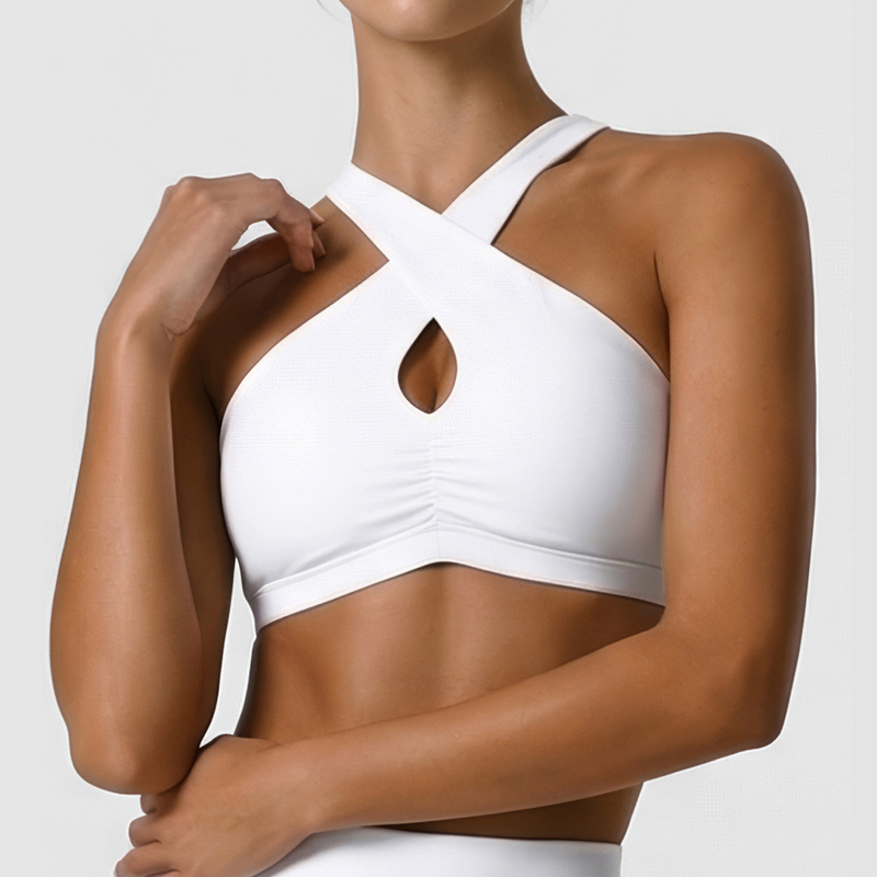 Sports Bra High Impact - ชุดชั้นในกีฬาผู้หญิงแบบนุ่ม สีพื้น บราโยคะออกกำลังกายแบบกระชับ ระบายอากาศ แห้งเร็ว เสื้อครอปฟิตเนส