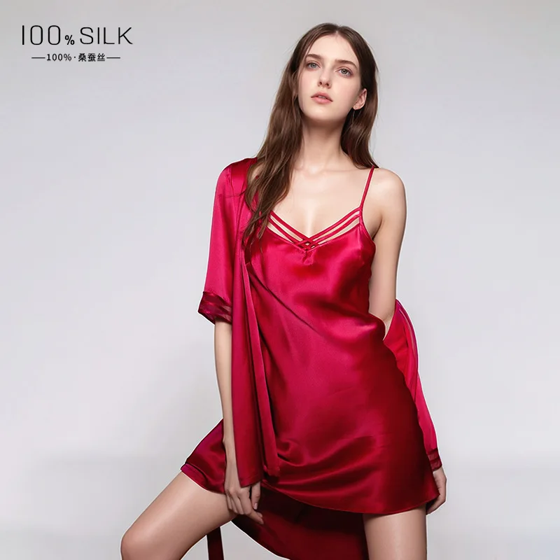 Robe Silk Women - ชุดคลุมอาบน้ำผ้าไหมมัลเบอร์รี่ 100% ขนาด 19 มม. ชุดกิโมโน