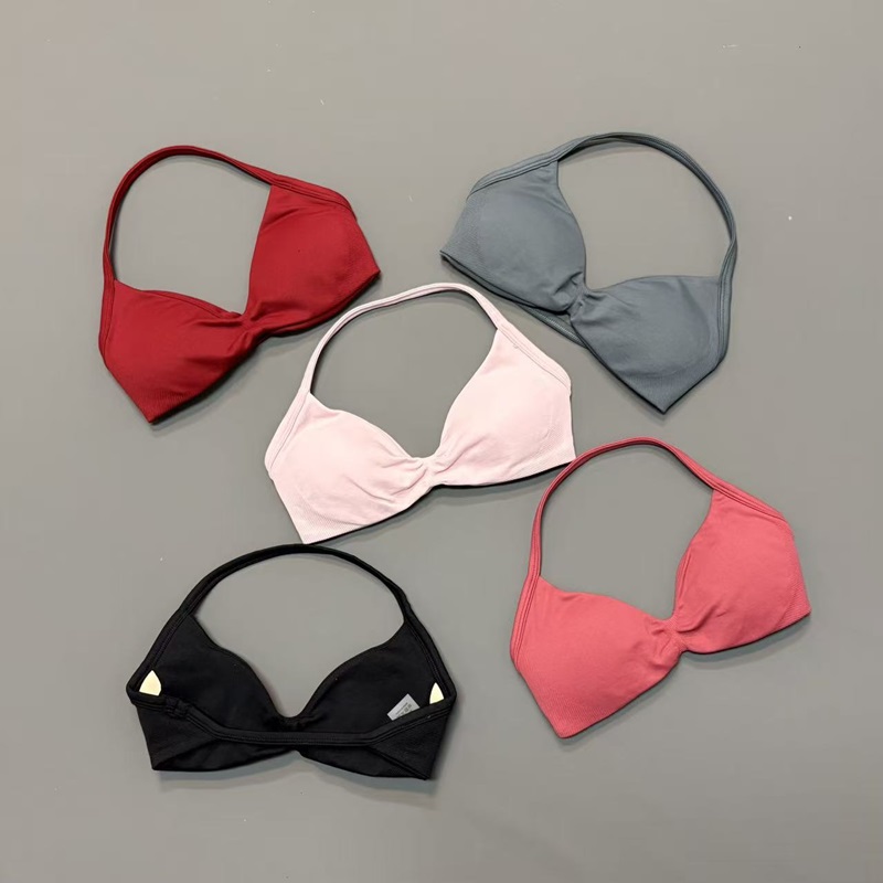 Sports Bra High Impact - เสื้อชั้นในกีฬาแบบผูกคอสำหรับผู้หญิง คอวี มีฟองน้ำเสริม ถอดออกได้ เนื้อผ้านุ่มลื่น ไร้ตะเข็บ