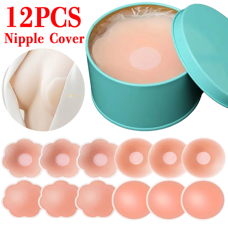 Silicone Bra Adhesive - แผ่นปิดจุกนมซิลิโคนแบบแปะ 6/12 ชิ้น แบบใส มองไม่เห็น ใช้ซ้ำได้