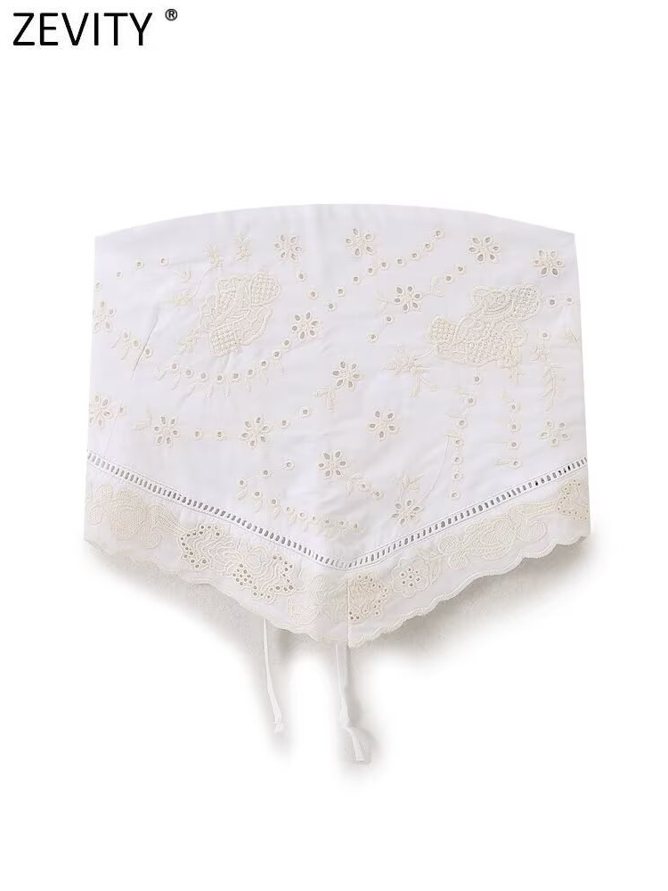 Strapless Bra Backless - Zevity เสื้อเกาะอกปักลายเซ็กซี่สำหรับผู้หญิง, เสื้อครอปเสื้อเชิ้ตชายหาดลูกไม้เปิดหลังสุดชิคเสื้อ LS6260