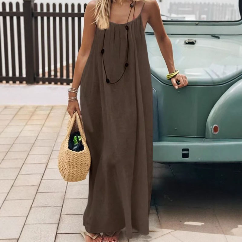 Strapless Bra Backless - เดรสยาวแบบสวมใส่สบายสำหรับผู้หญิง รุ่นใหม่ล่าสุด สายเดี่ยว เปิดหลัง ทรงหลวม ใส่สบาย
