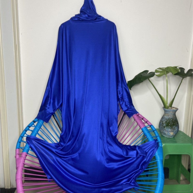 Robe Silk Women - ชุดเดรสยาวมีฮู้ดผ้าไหมเนื้อนุ่ม สวมใส่สบาย แขนยาวทรงค้างคาว คลุมศีรษะได้ ผ้าไหมไอซ์ซิลค์ สำหรับชาวมุสลิม