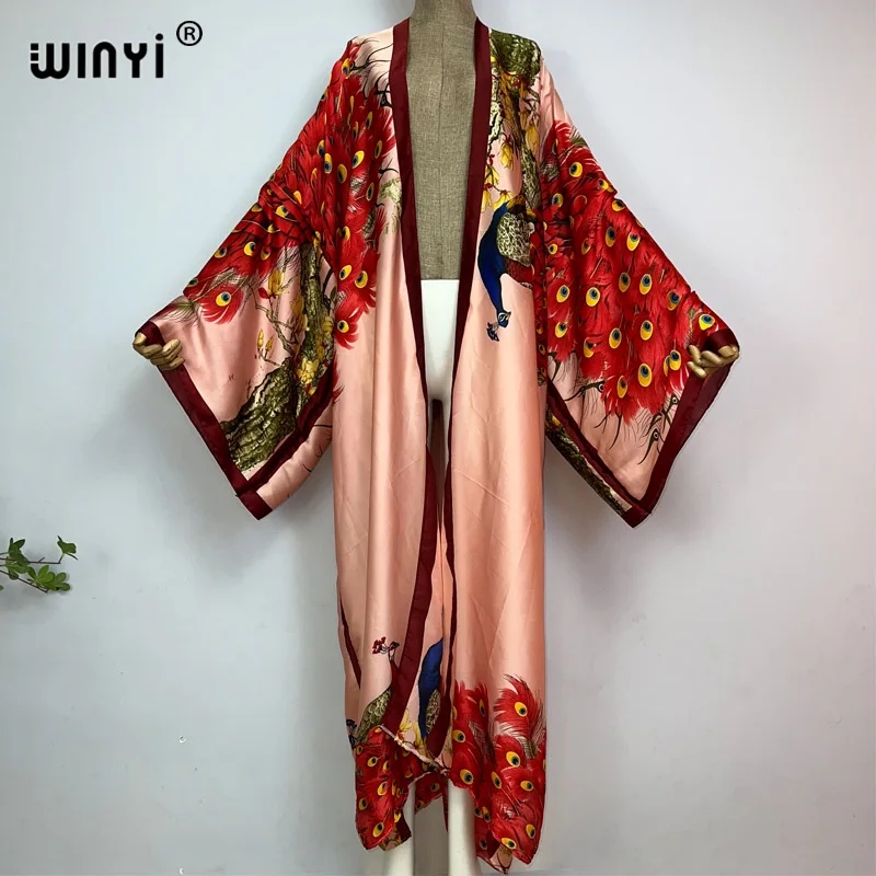 Robe Silk Women - 2021WINYI แอฟริกาฤดูร้อนผู้หญิง Cardigan فستان زهري Maxi