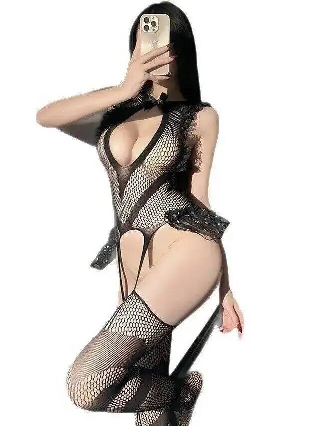 ชุดบอดี้สูทตาข่ายแต่งลูกไม้เซ็ - Bodystocking Fishnet บทวิจารณ์และราคา