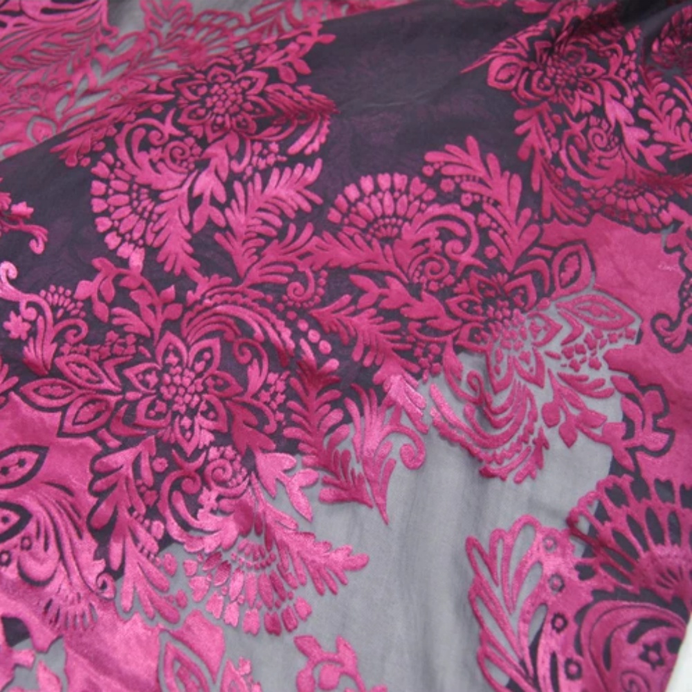 ผ้าไหมเบิร์นเอาท์ลายดอกไม้สีชม - Robe Silk Women บทวิจารณ์และราคา