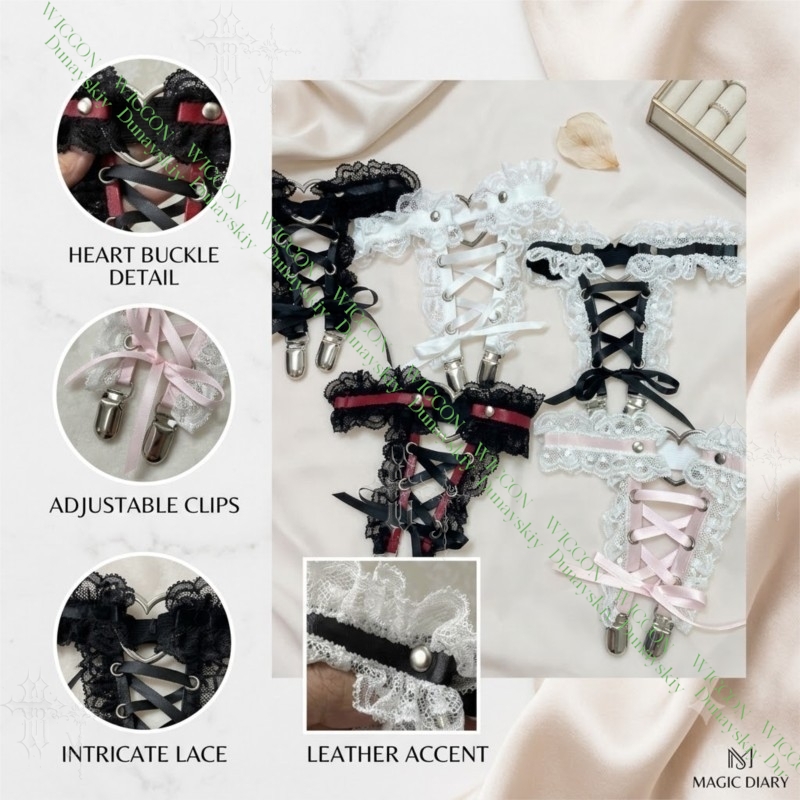 สายรัดขาแบบริบบิ้นประดับลูกไม้ - Garter Belt Set บทวิจารณ์และราคา