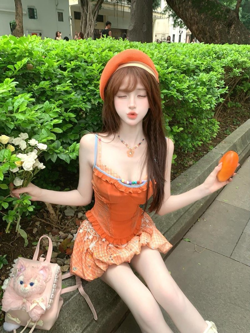 ฤดูร้อนใหม่สีส้มโดปามีนสาวหวาน - Cami Top Lace บทวิจารณ์และราคา