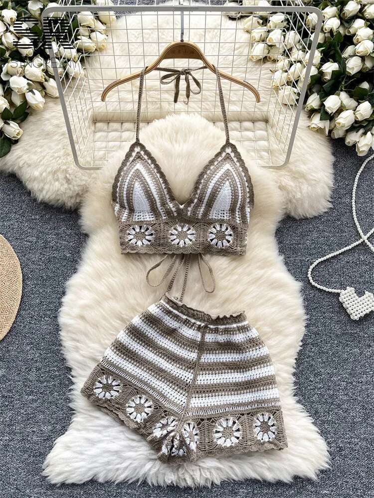 ชายหาดถัก 2 ชิ้นชุดผู้หญิง Cro - Cami Top Lace บทวิจารณ์และราคา