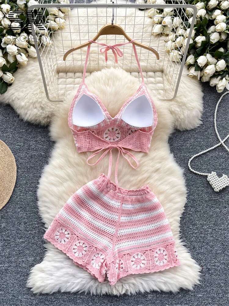 ชายหาดถัก 2 ชิ้นชุดผู้หญิง Cro - Cami Top Lace บทวิจารณ์และราคา