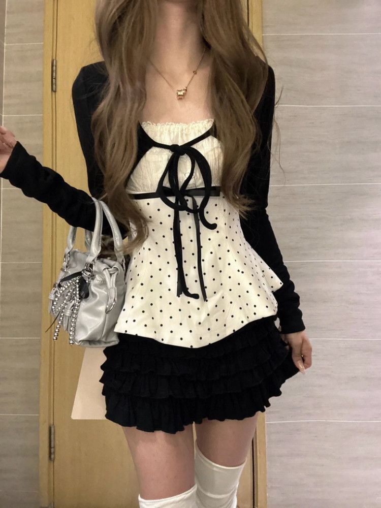 ชุดแฟชั่นเกาหลีลายจุดผ้าลูกไม้ - Cami Top Lace บทวิจารณ์และราคา