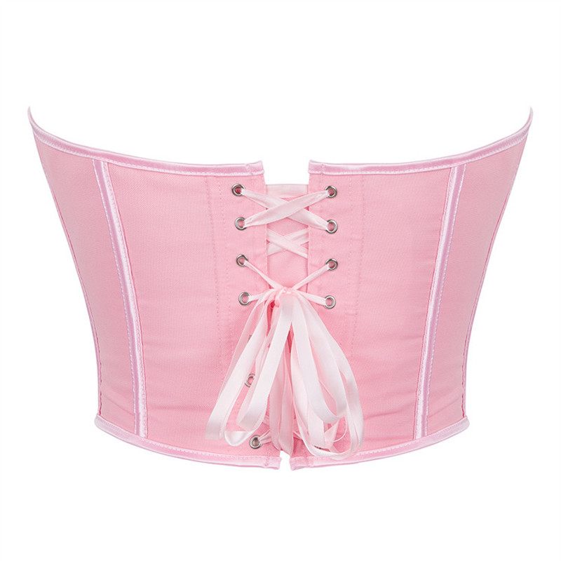 รูปหัวใจสีชมพู Bustier Crop To - Strapless Bra Backless บทวิจารณ์และราคา