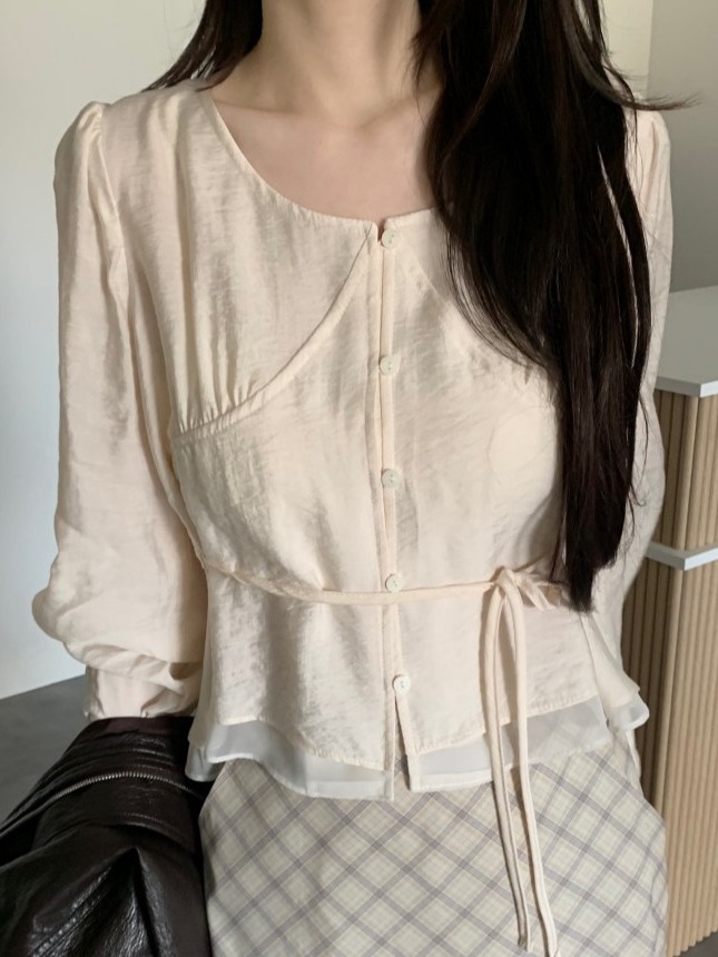 เสื้อเชิ้ตแขนยาวทรงบับเบิ้ลสไต - Corset Waist Cinch บทวิจารณ์และราคา