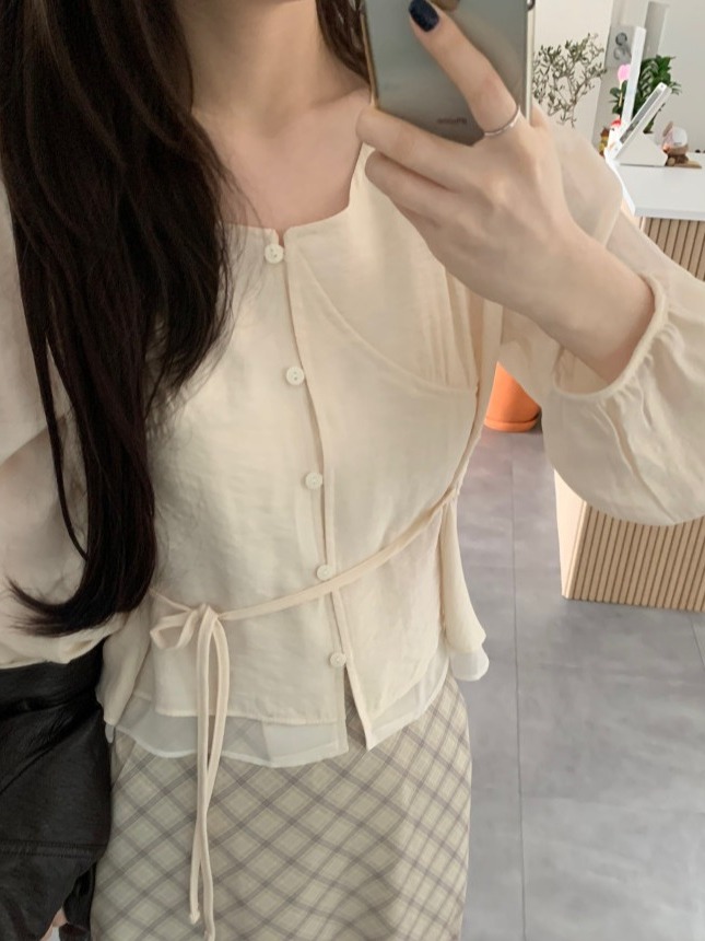 เสื้อเชิ้ตแขนยาวทรงบับเบิ้ลสไต - Corset Waist Cinch บทวิจารณ์และราคา