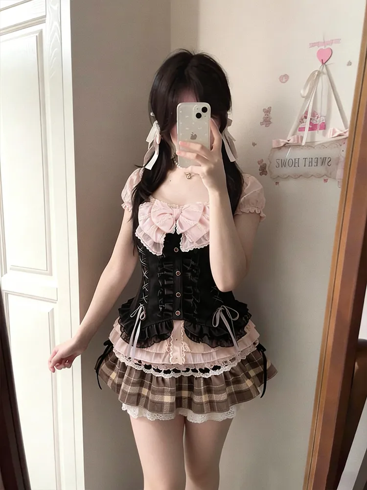 ชุดเซ็ตสามชิ้นสไตล์ญี่ปุ่นสำหร - Cami Top Lace บทวิจารณ์และราคา
